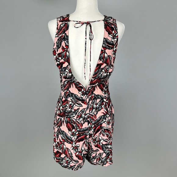 Zara Woman Sleeveless Short Romper Pink Floral 1 Piece Pockets size Medium - Picture 6 of 12